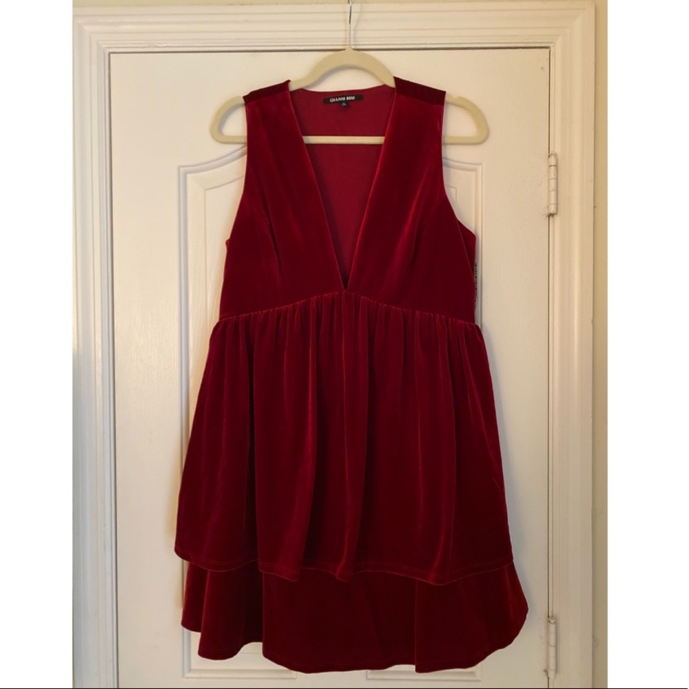 Gianni Bini Red Velvet Babydoll Dress